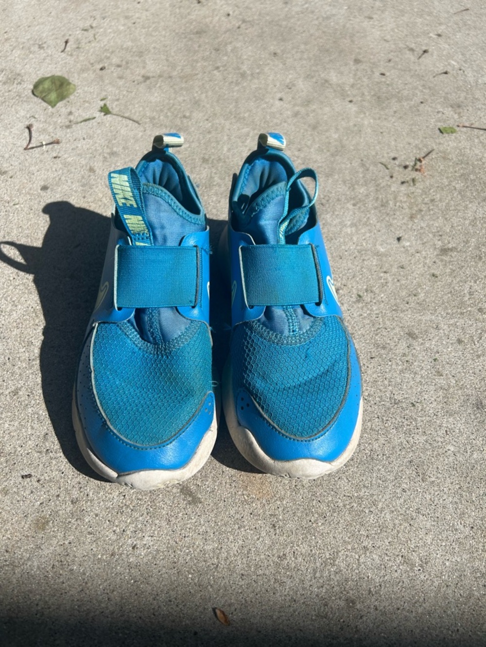 Nike Kids Teal/Blue Slip-On Sneakers with Hook Strap